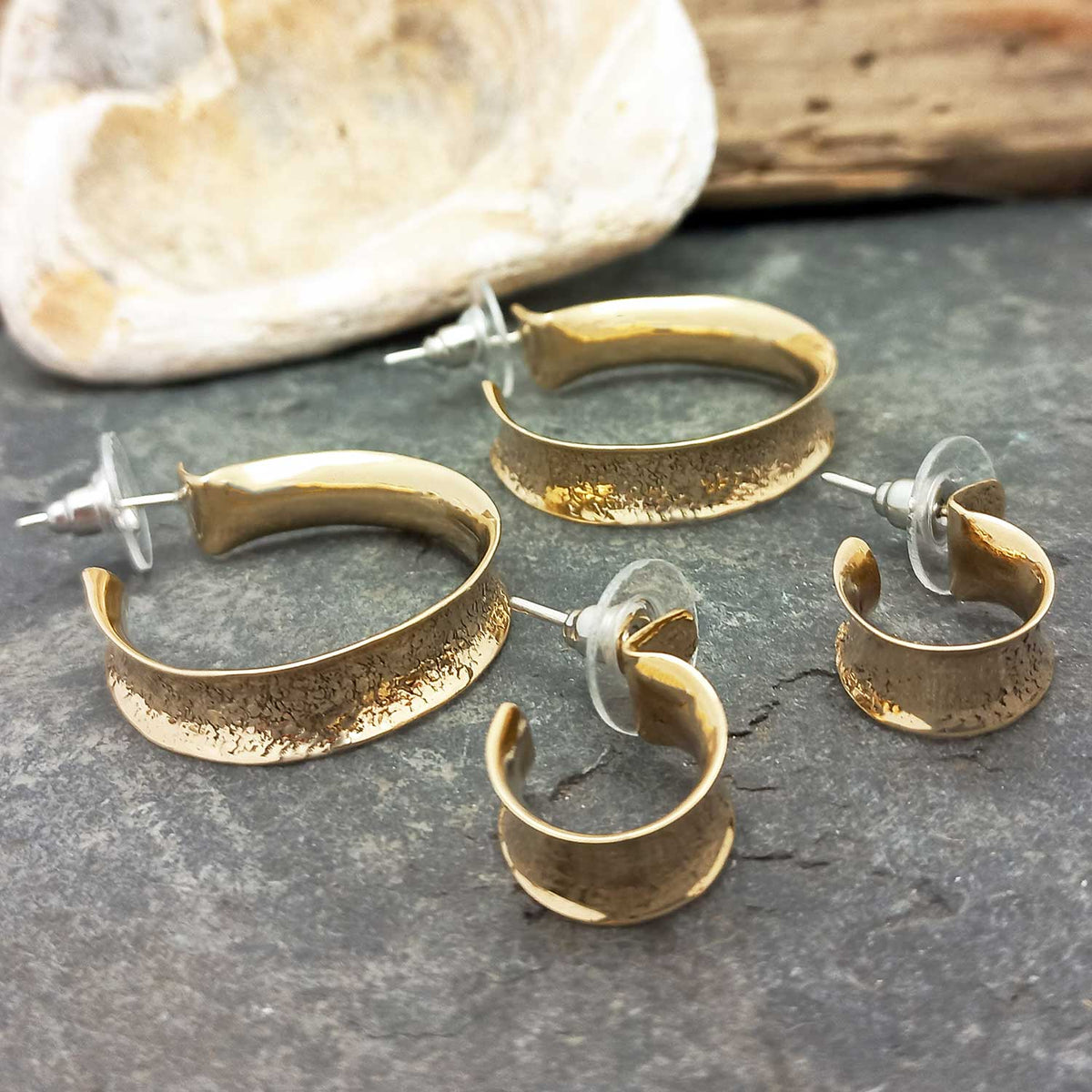 Brass Hug Wide Hoop Earrings