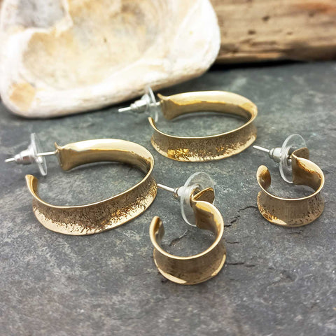 Brass Hug Wide Hoop Earrings