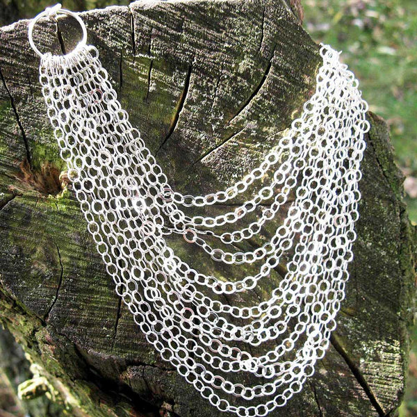 Statement silver link handmade necklace