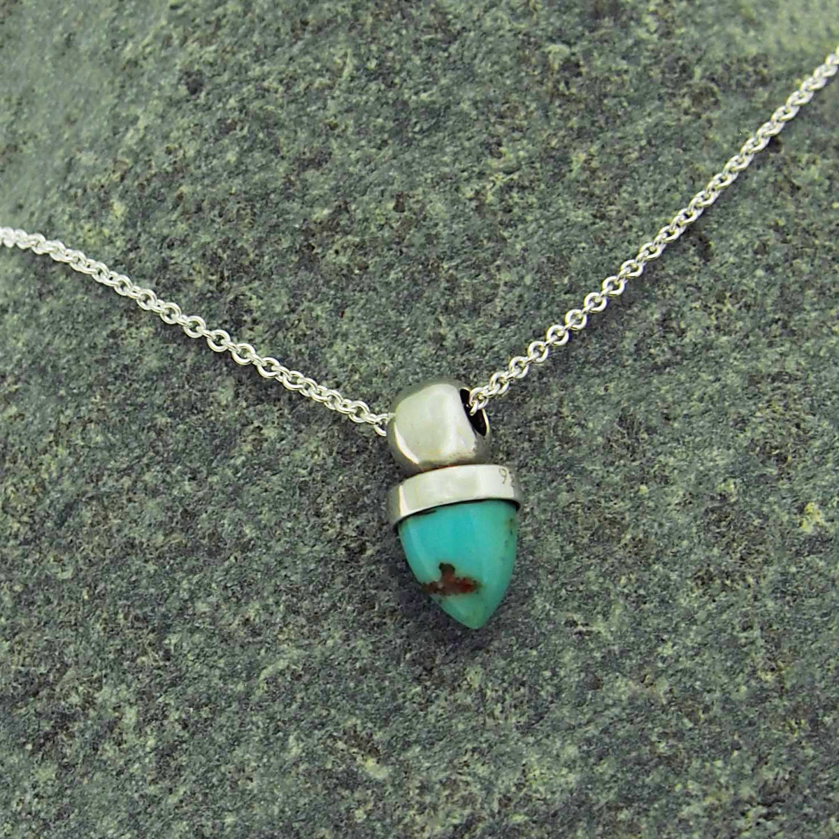 Unusual Turquoise acorn drop necklace