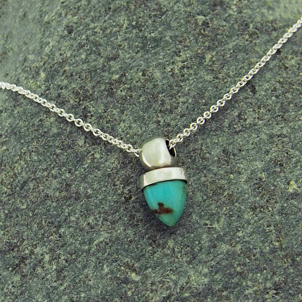 Unusual Turquoise acorn drop necklace