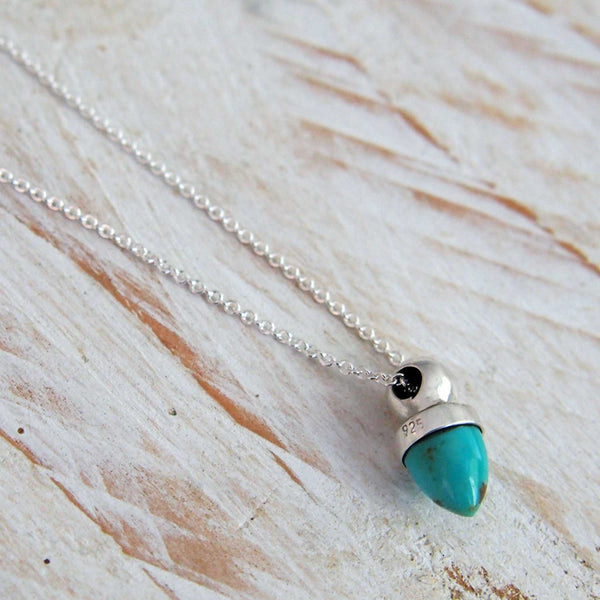 unusual Turquoise Drop silver necklace