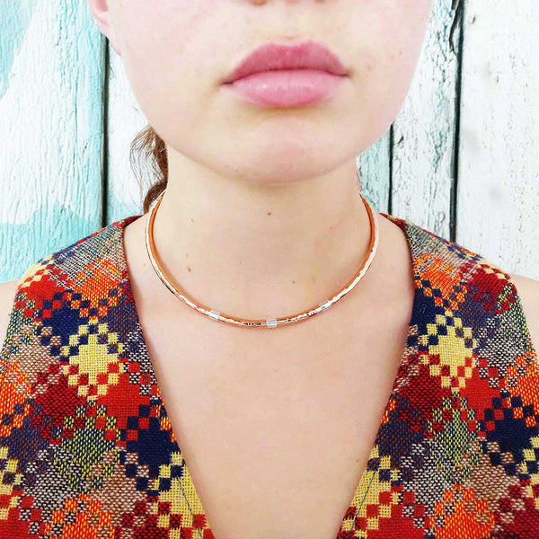Handmade Copper silver choker torque