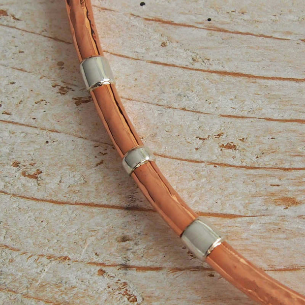 Copper with silver detail choker necklace