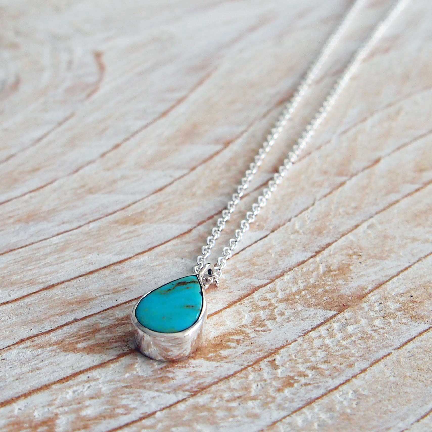 Mexican silver necklace with turquiose drop
