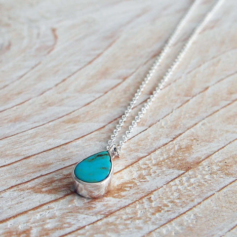 Mexican silver necklace with turquiose drop