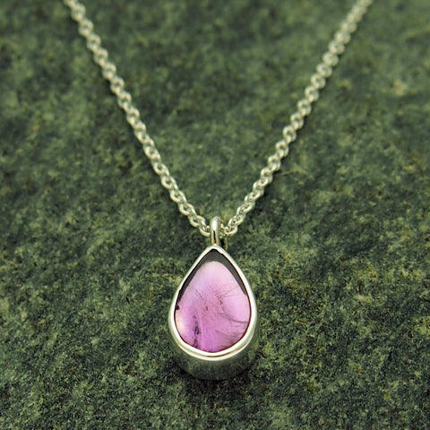 Amethyst Teardrop Silver Necklace