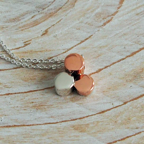 Copper silver stacked circle necklace