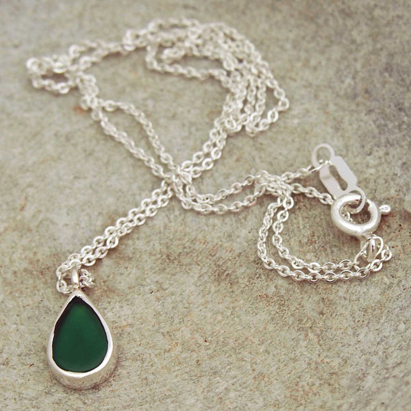 Green Onyx Gotita Silver Necklace