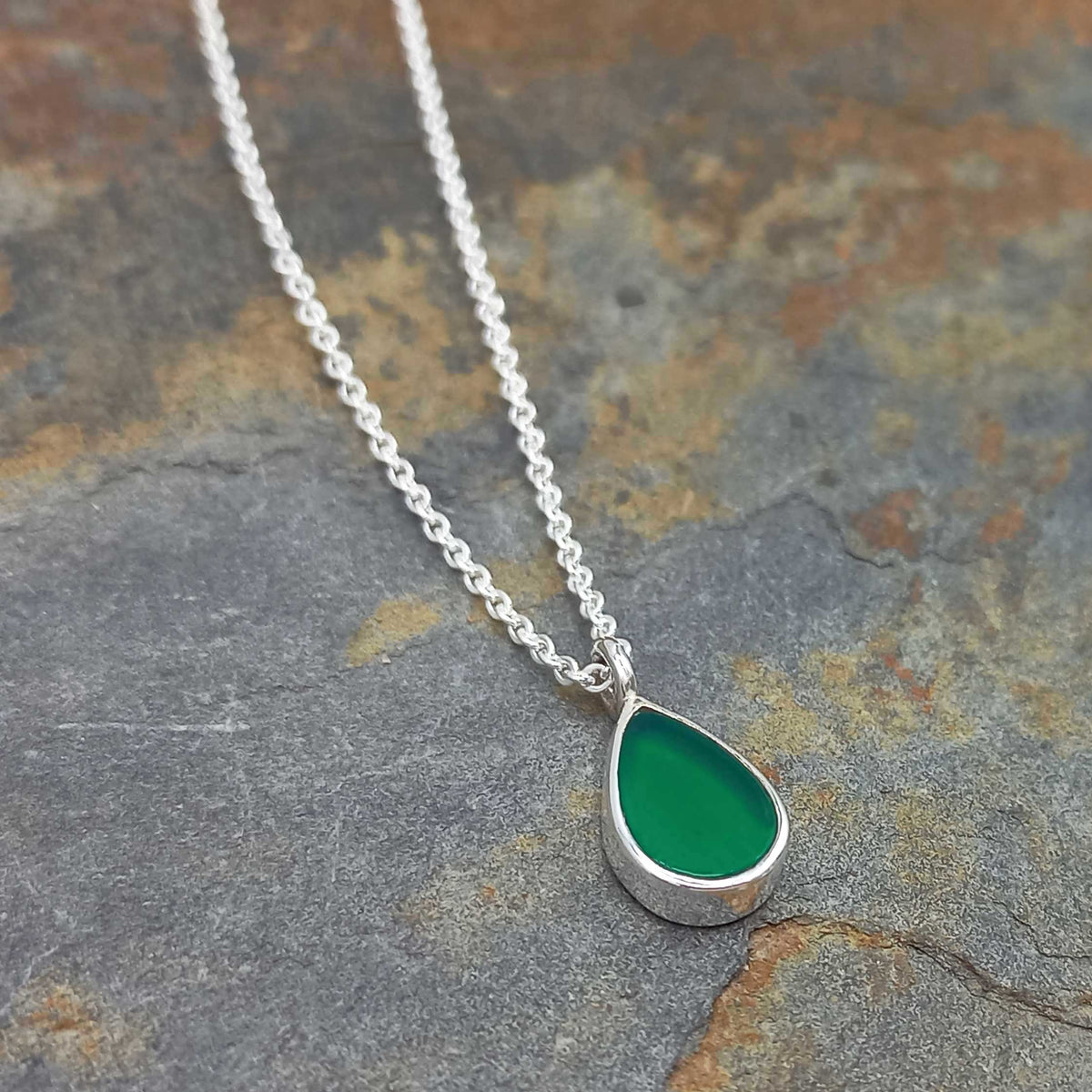 Green Onyx Mexican silver necklace