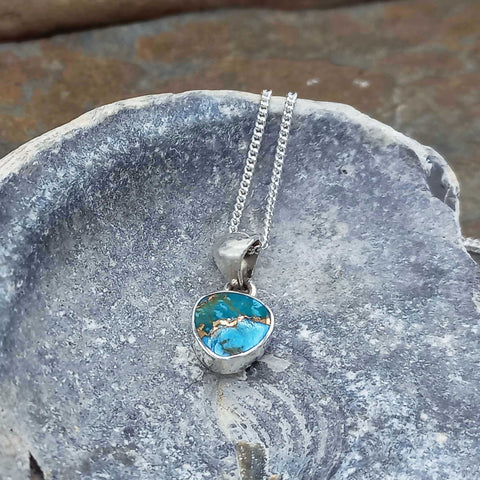 Turquoise Bronze Triangulo Silver Necklace (56)