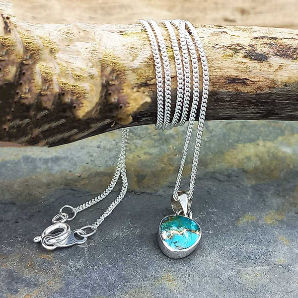 Turquoise Bronze Dainty Silver Necklace
