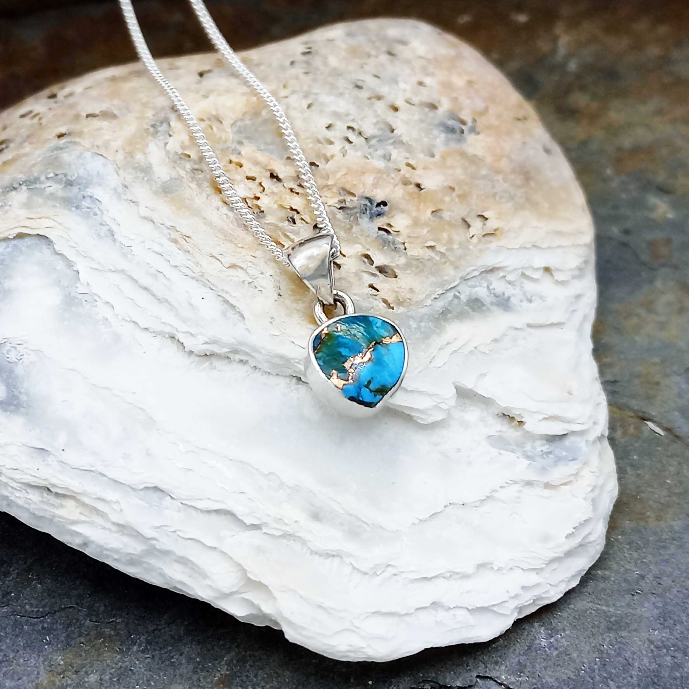 Turquoise Bronze Triangulo Silver Necklace (56)
