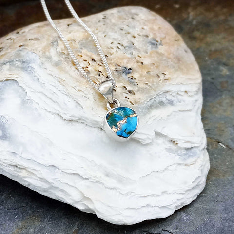 Turquoise Bronze Triangulo Silver Necklace (56)