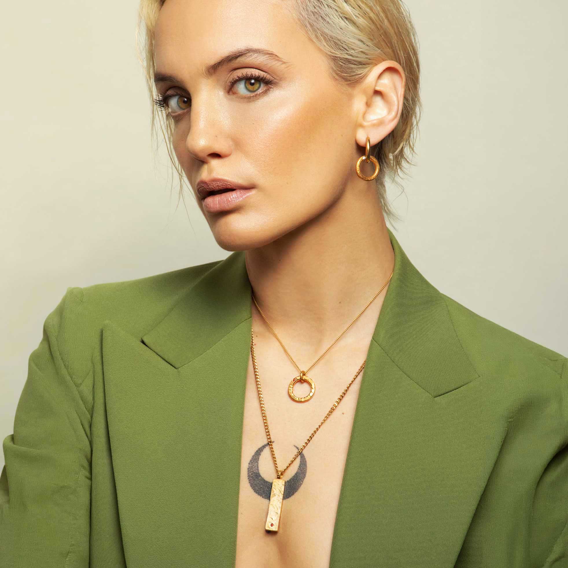 Gold-plated brass bar statement necklace