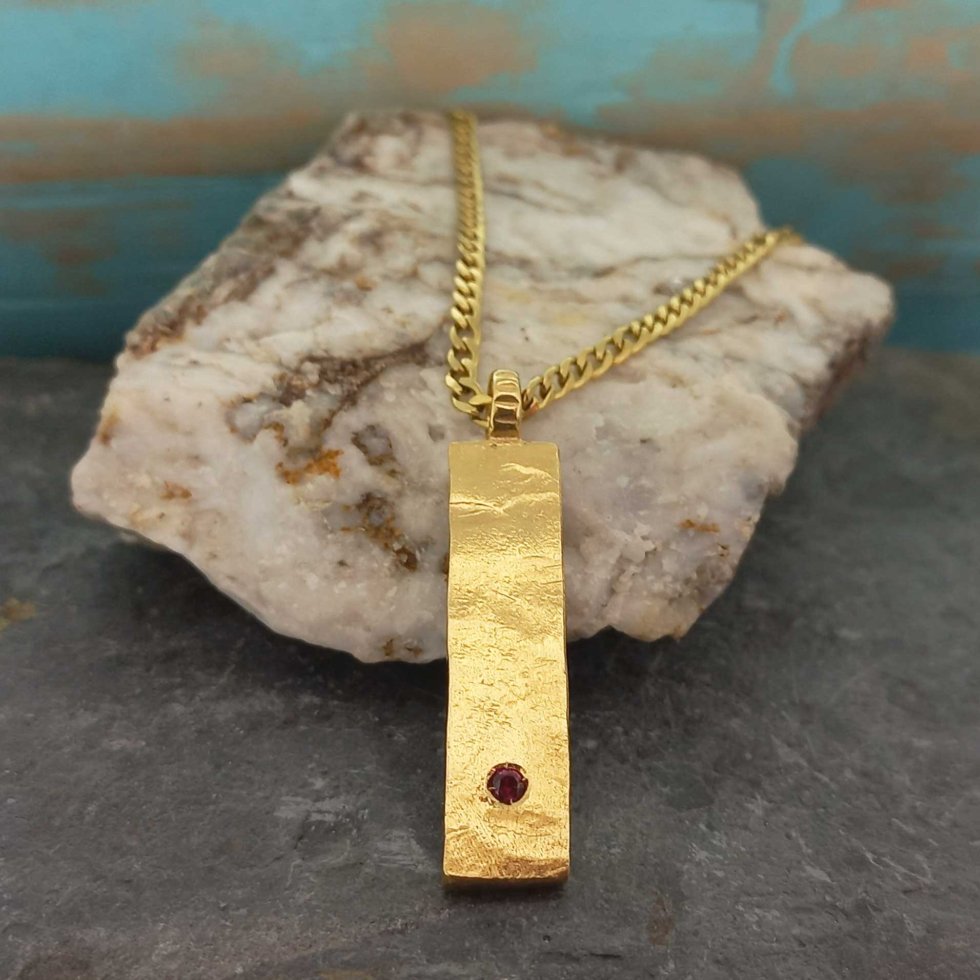 Handmade Gold-plated unusual brass necklace