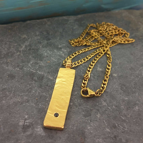 Bold gold plated rectangular solid necklace