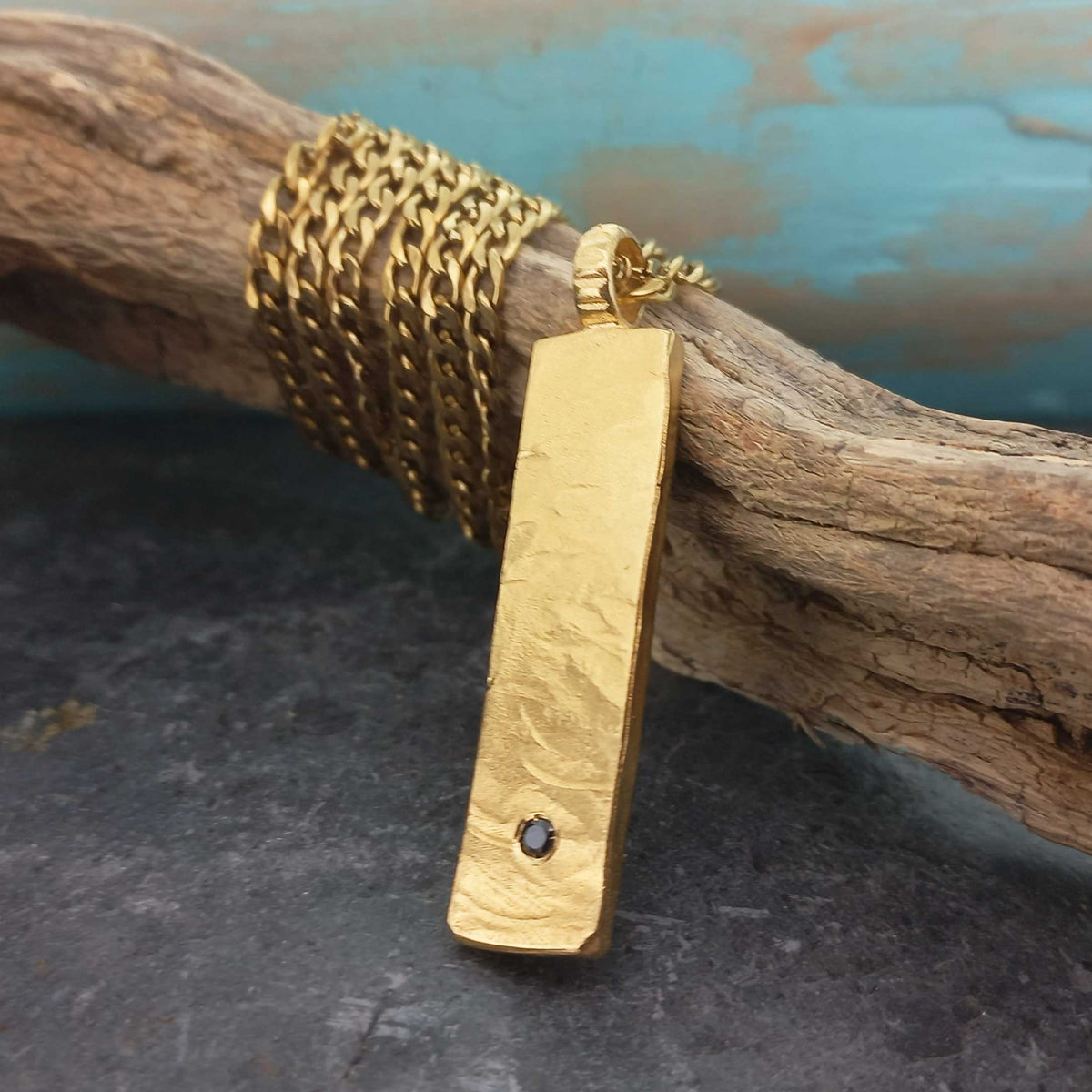 Gold-plated brass bar handmade necklace
