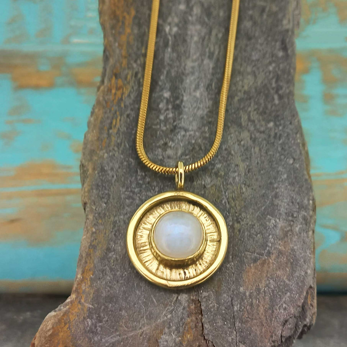 Brass Moonstone sun gold plated necklace