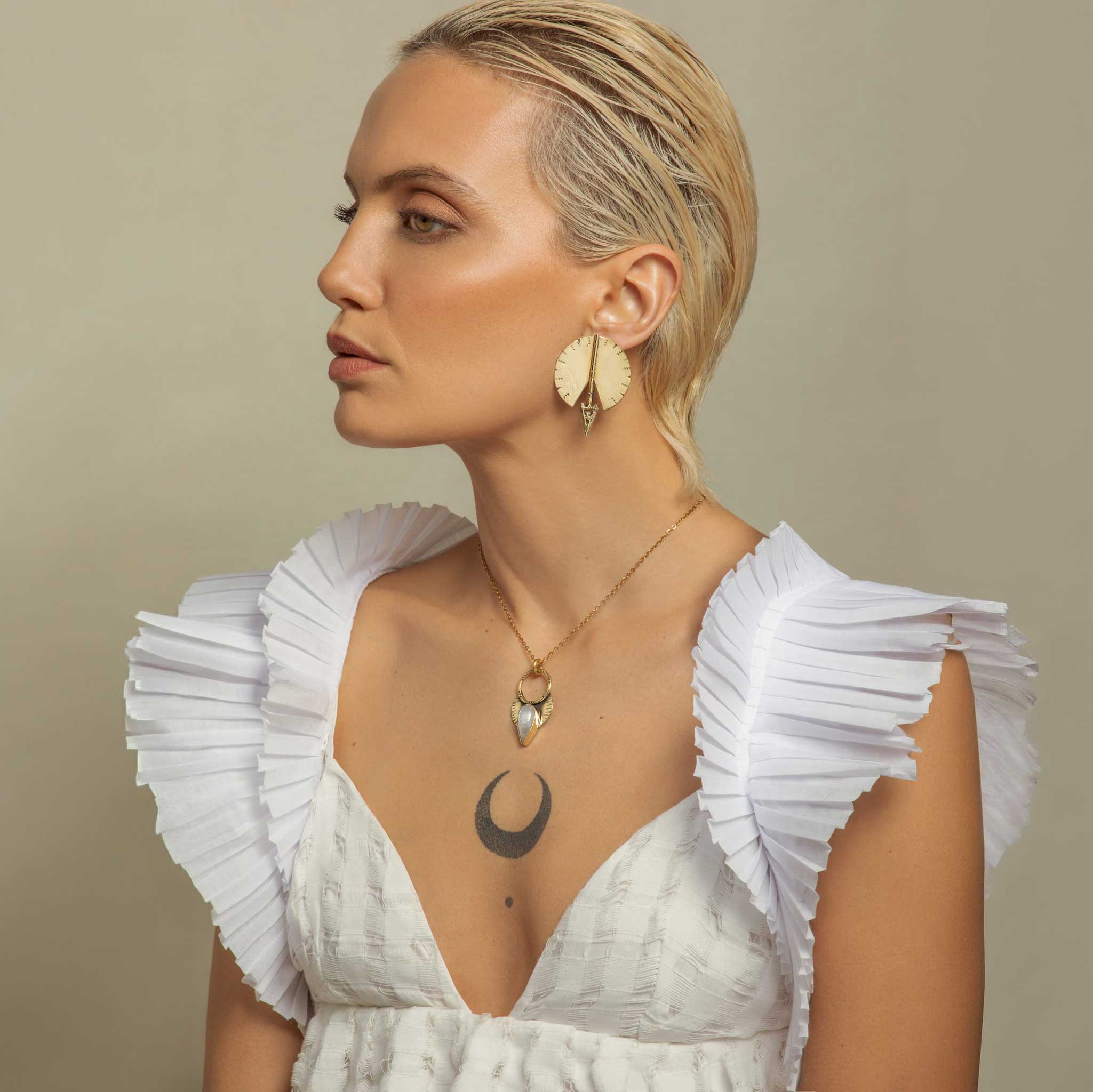 Bloom Brass Necklace with gemstone