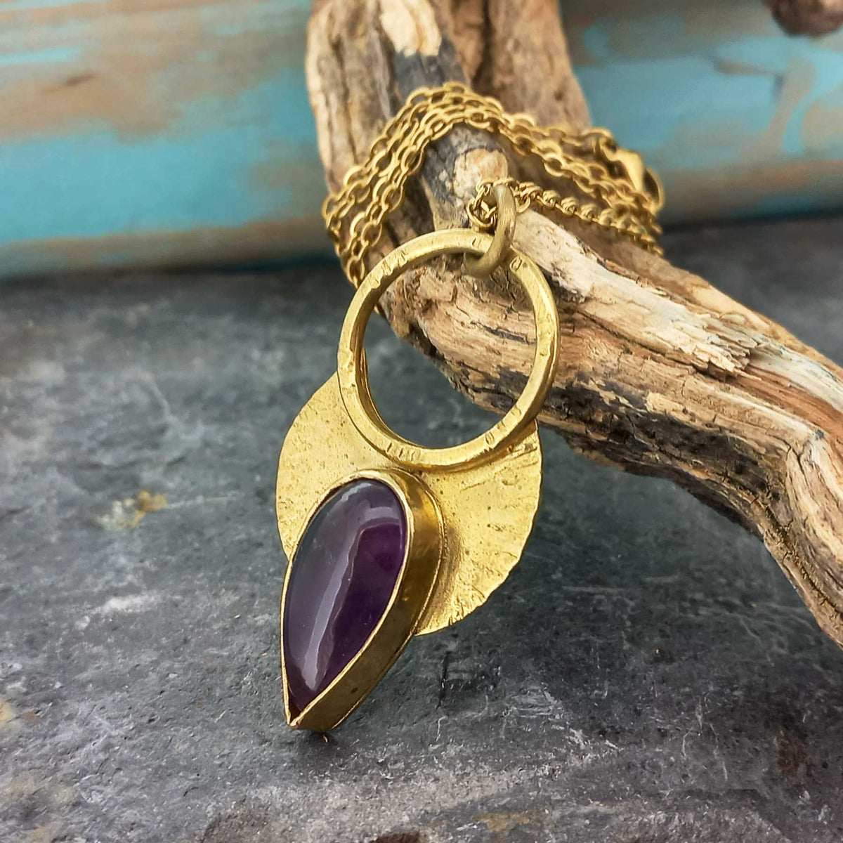 Amethyst Bloom Brass Necklace Main image