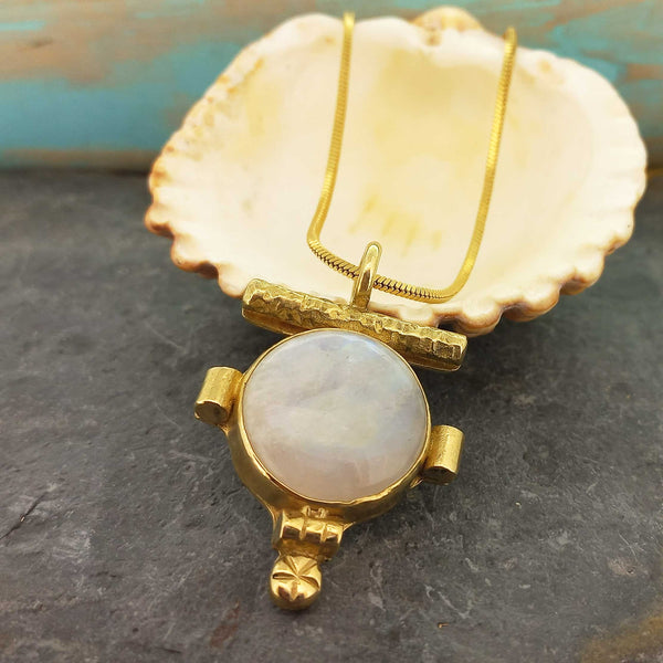 Moonstone talisman boho brass necklace
