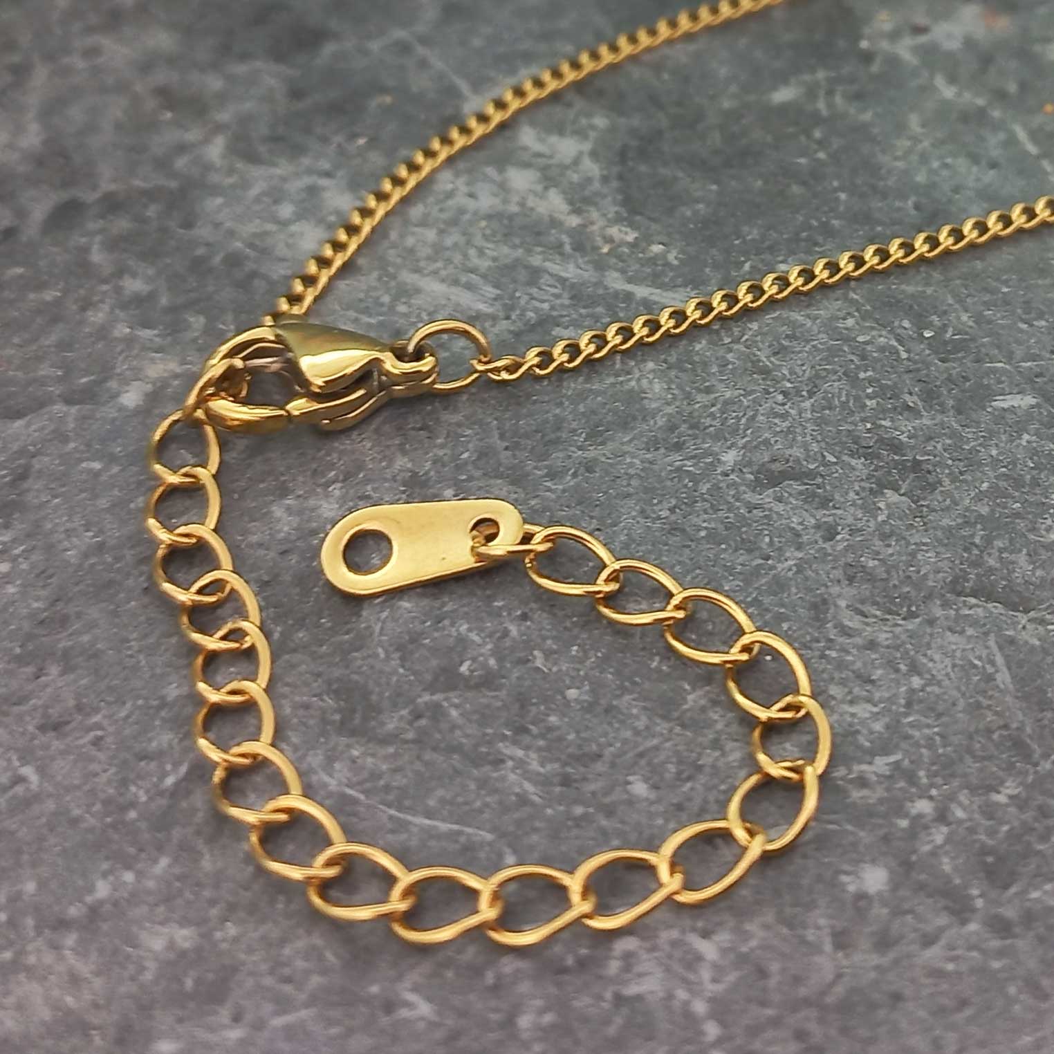 Gold plated necklace chain extendable detail