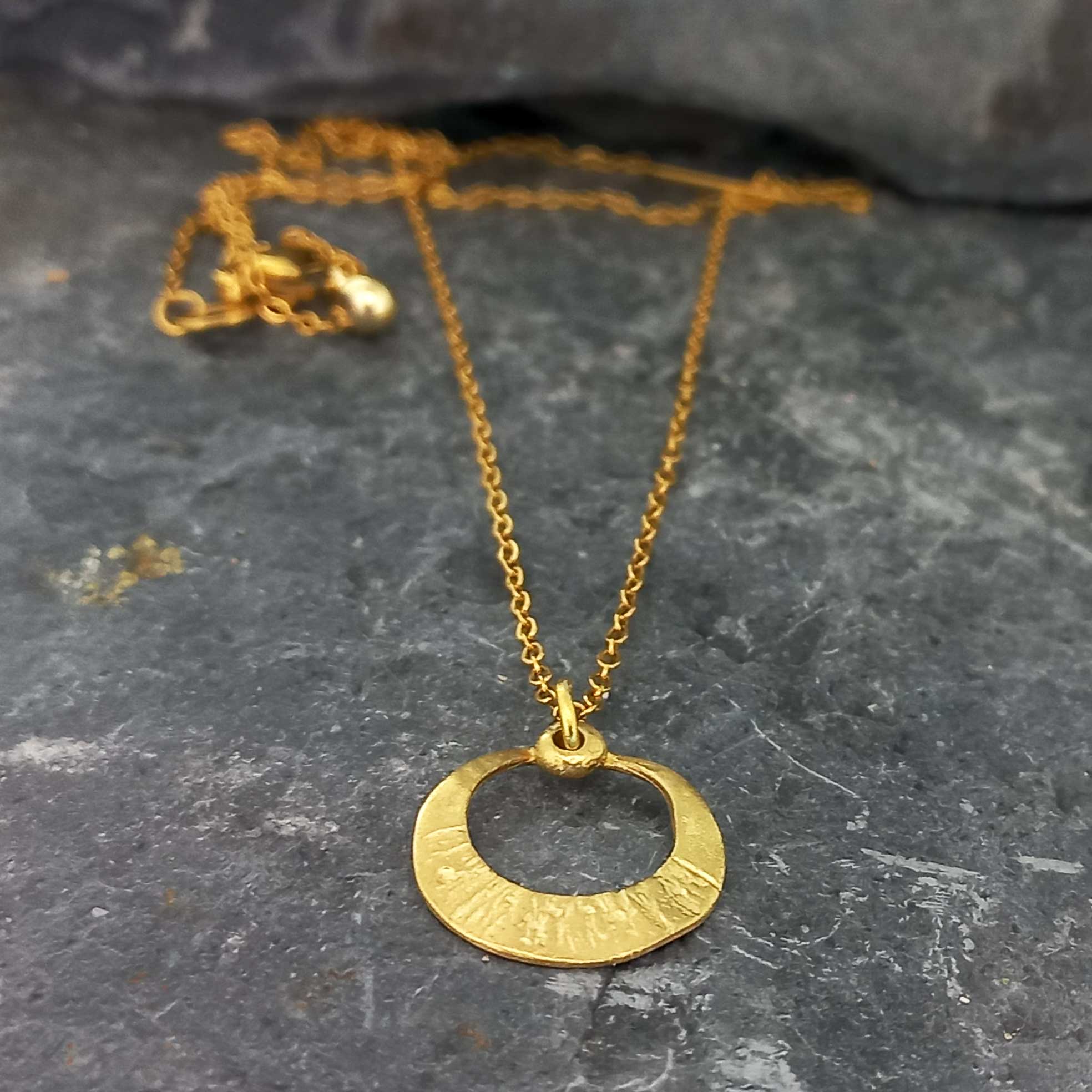 Eclipse handcrafted brass unusual necklace