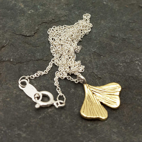 Handmade Brass Ginkgo Leaf Necklace