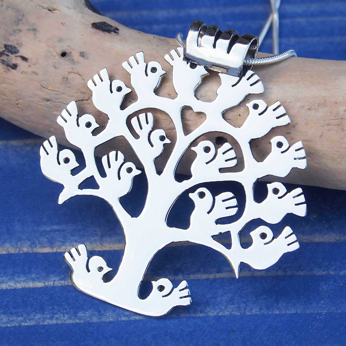 Handmade Sterling silver statement tree of life pendant Main image