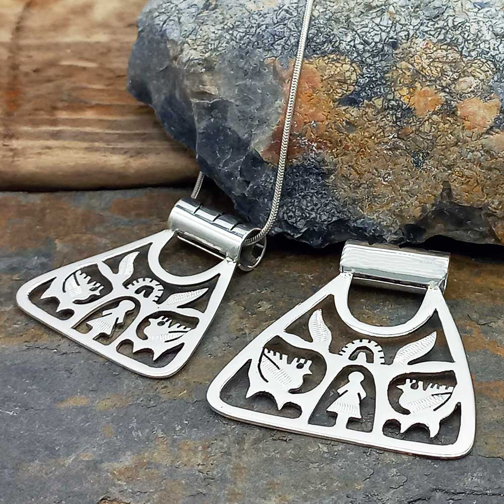 Small & large triangle tree of life pendants