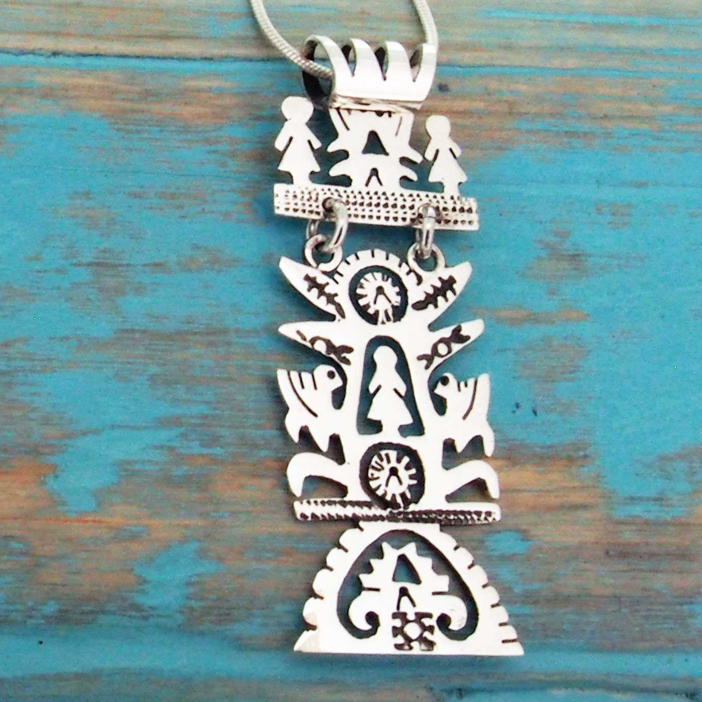 Rectangular Tree of Life Silver Pendant (Large) (97) Secondary image