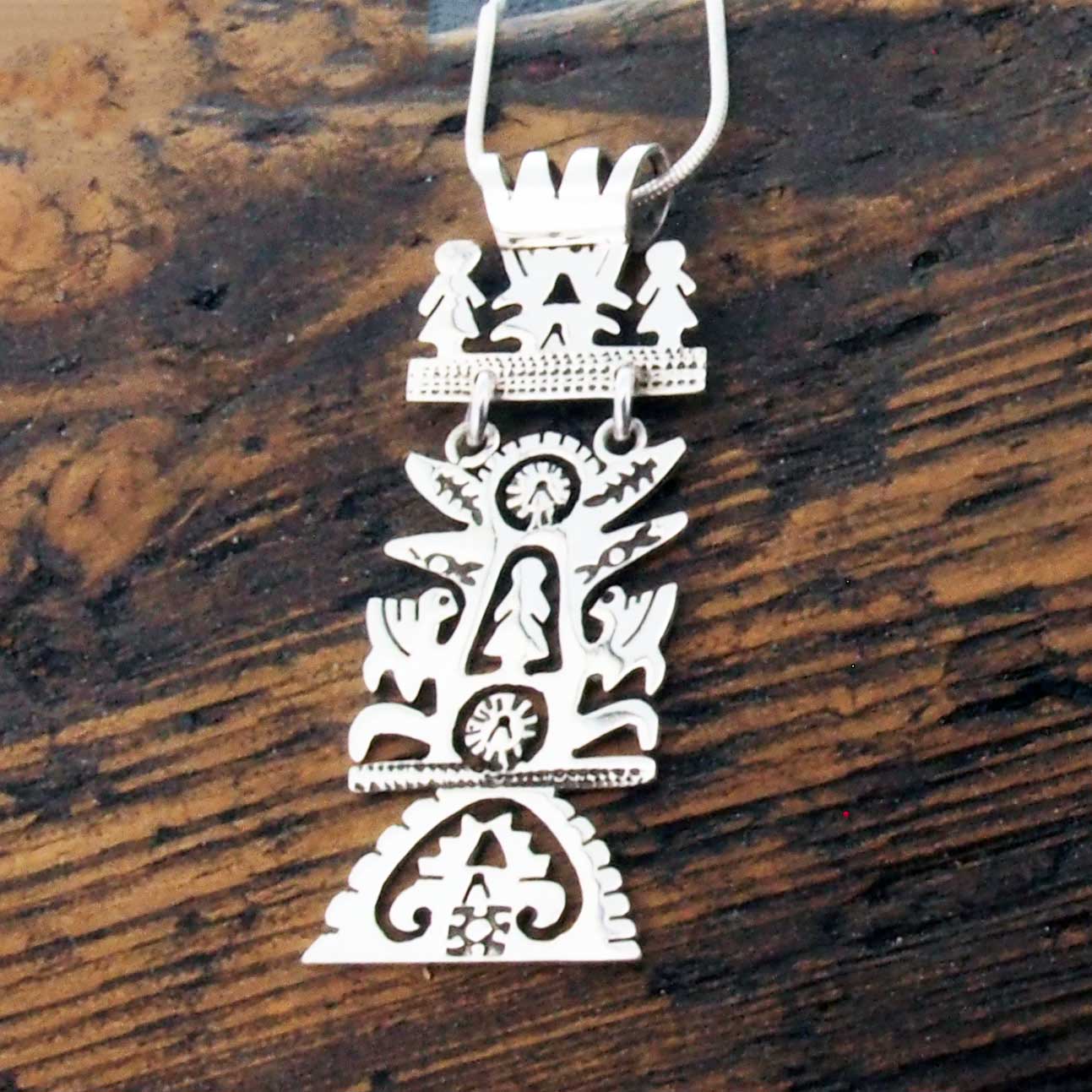 Rectangular Tree of Life Silver Pendant (Small) (98) Secondary image