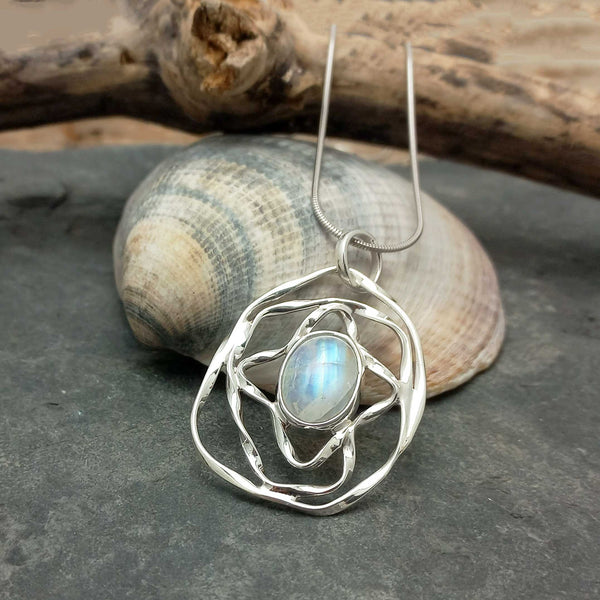 Sterling silver handmade Moonstone pendant