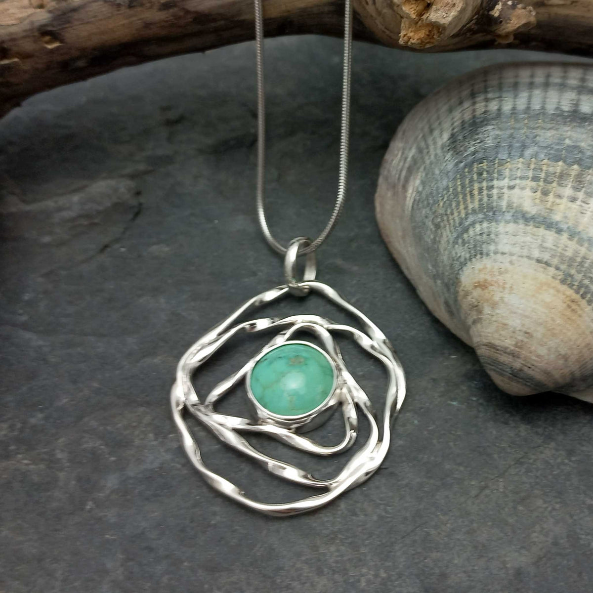 Handmade Sterling Silver Pendant with Turquoise