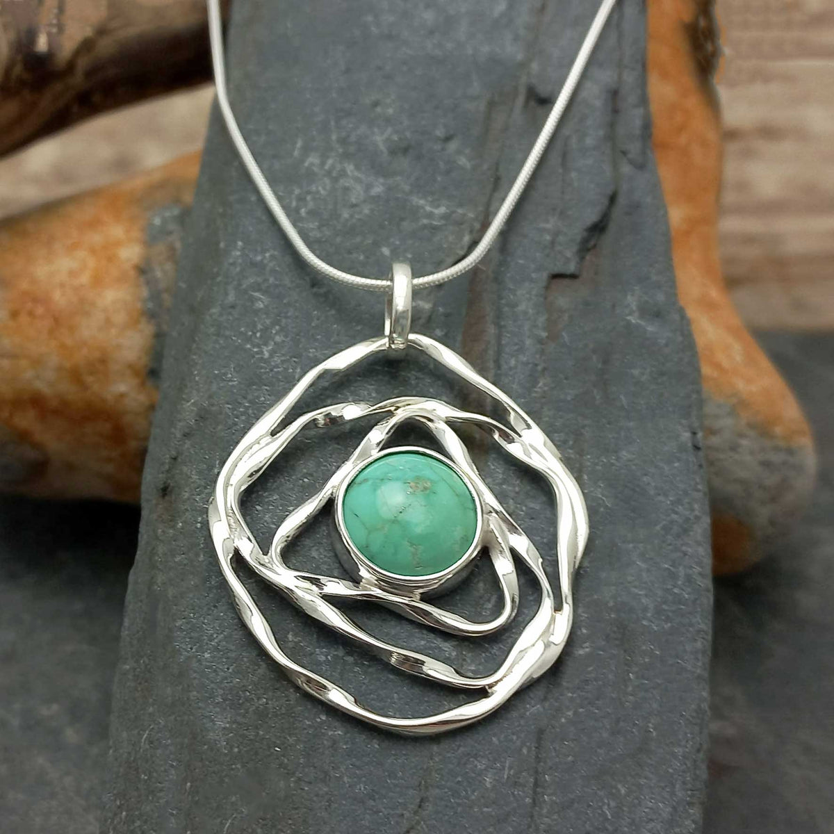 Handmade Silver necklace with turquoise stone