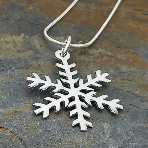 Handmade silver snowflake necklace