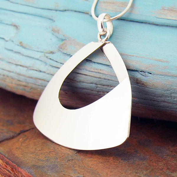 Abstract Polished Silver Pendant 