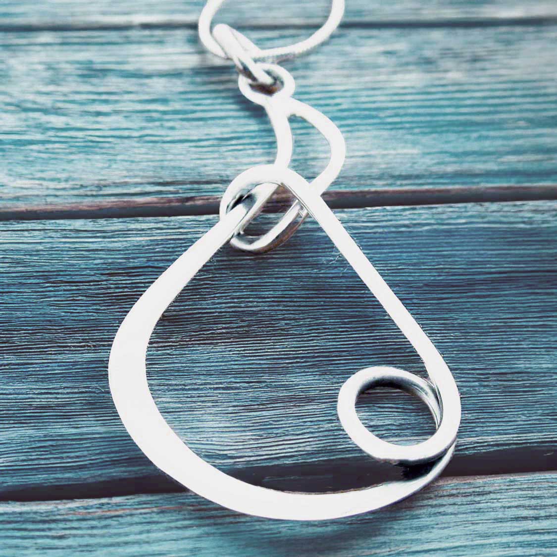 Handmade silver looped teardrop pendant