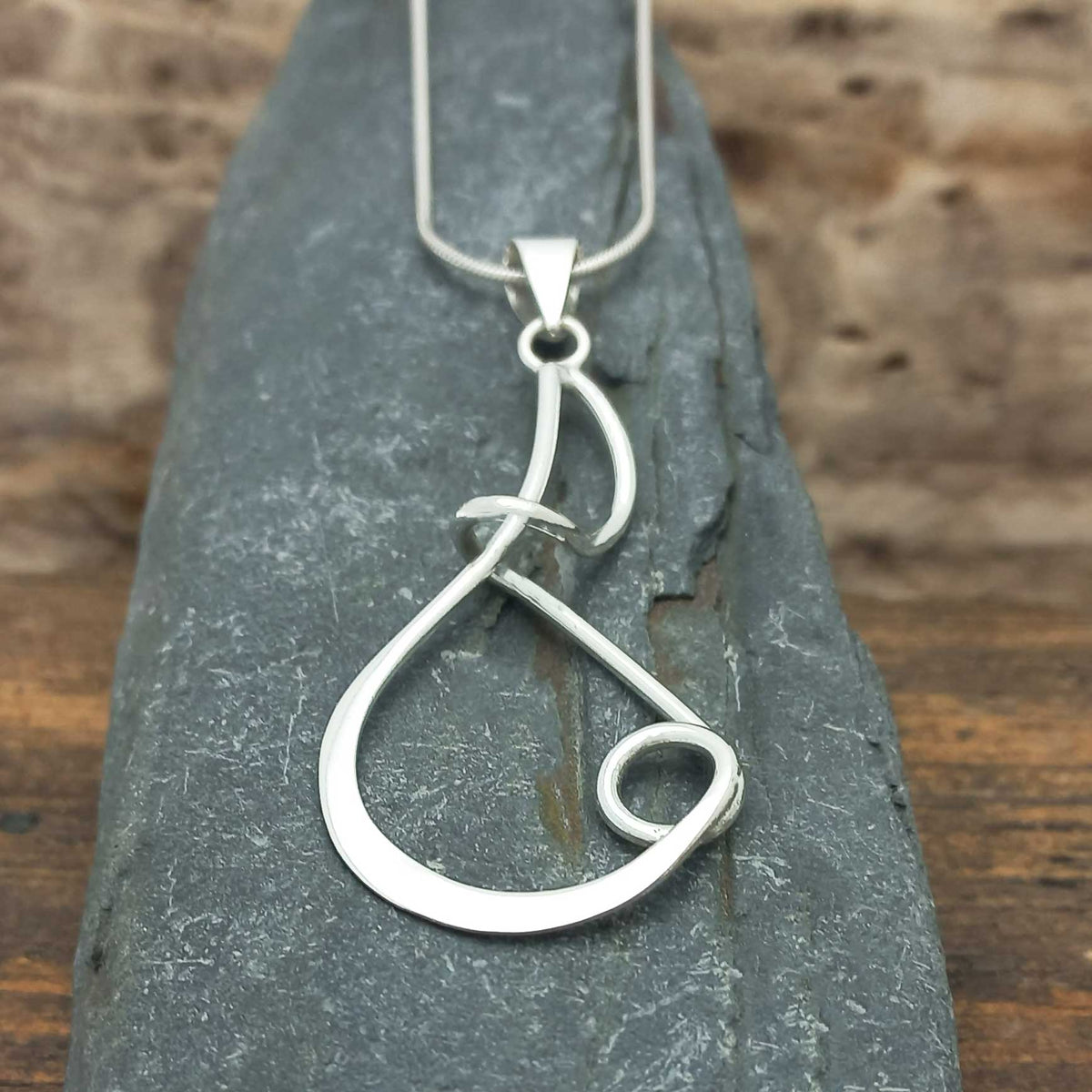 Handmade unusual silver loop necklace Main image