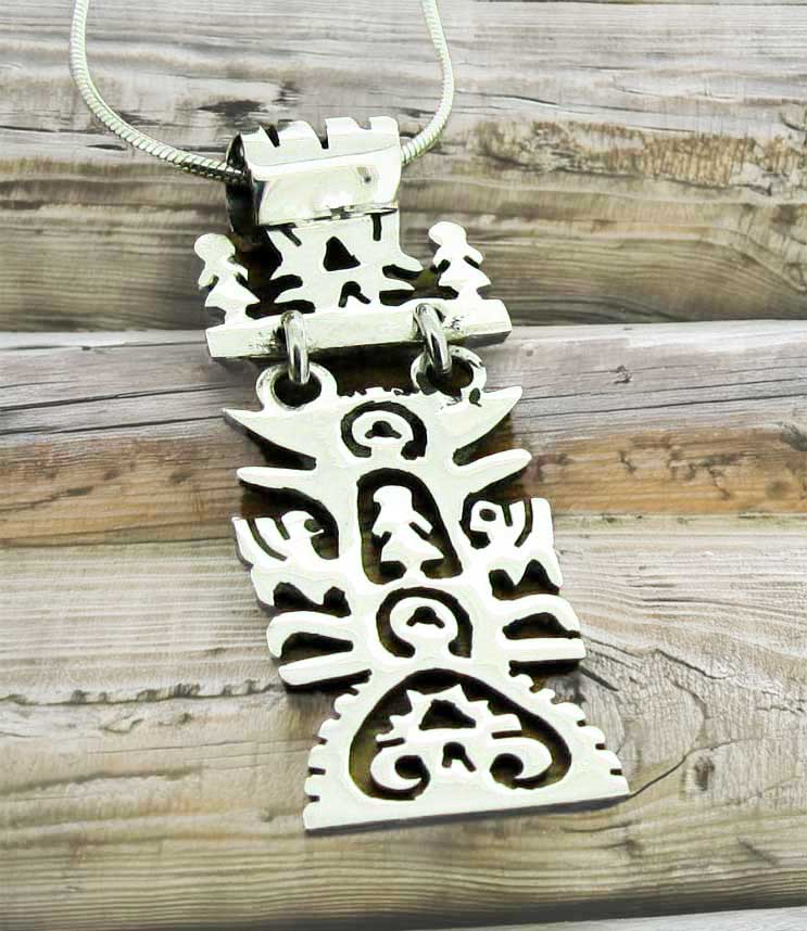 Mini Rectangular Tree of Life Silver Pendant Main image