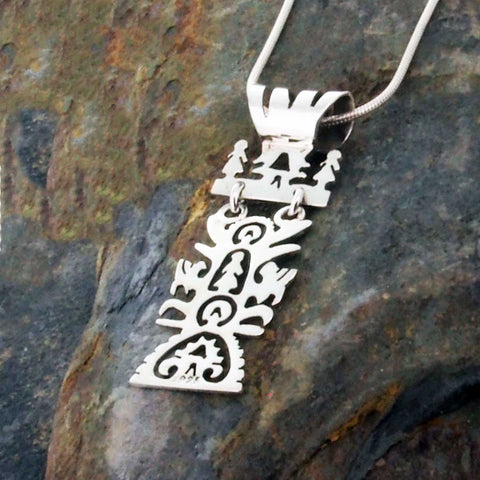 Unusual sterling silver tee of life pendant