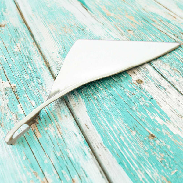 Twisted silver triangle statement pendant