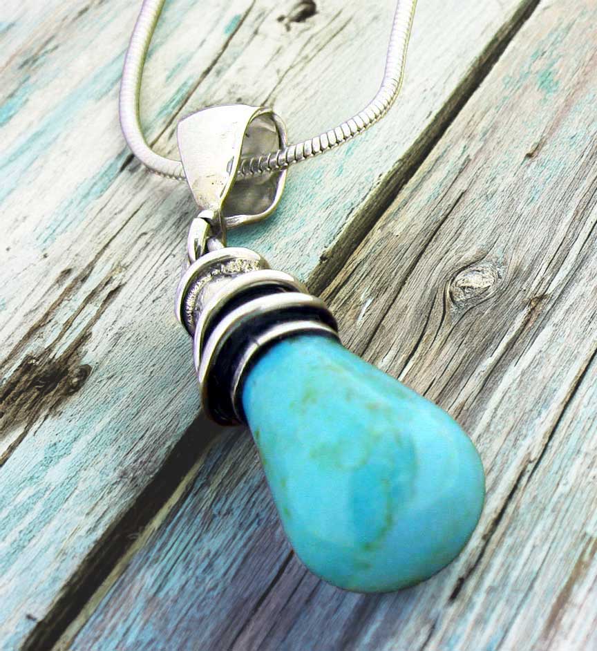 Turquoise Alambres Silver Pendant