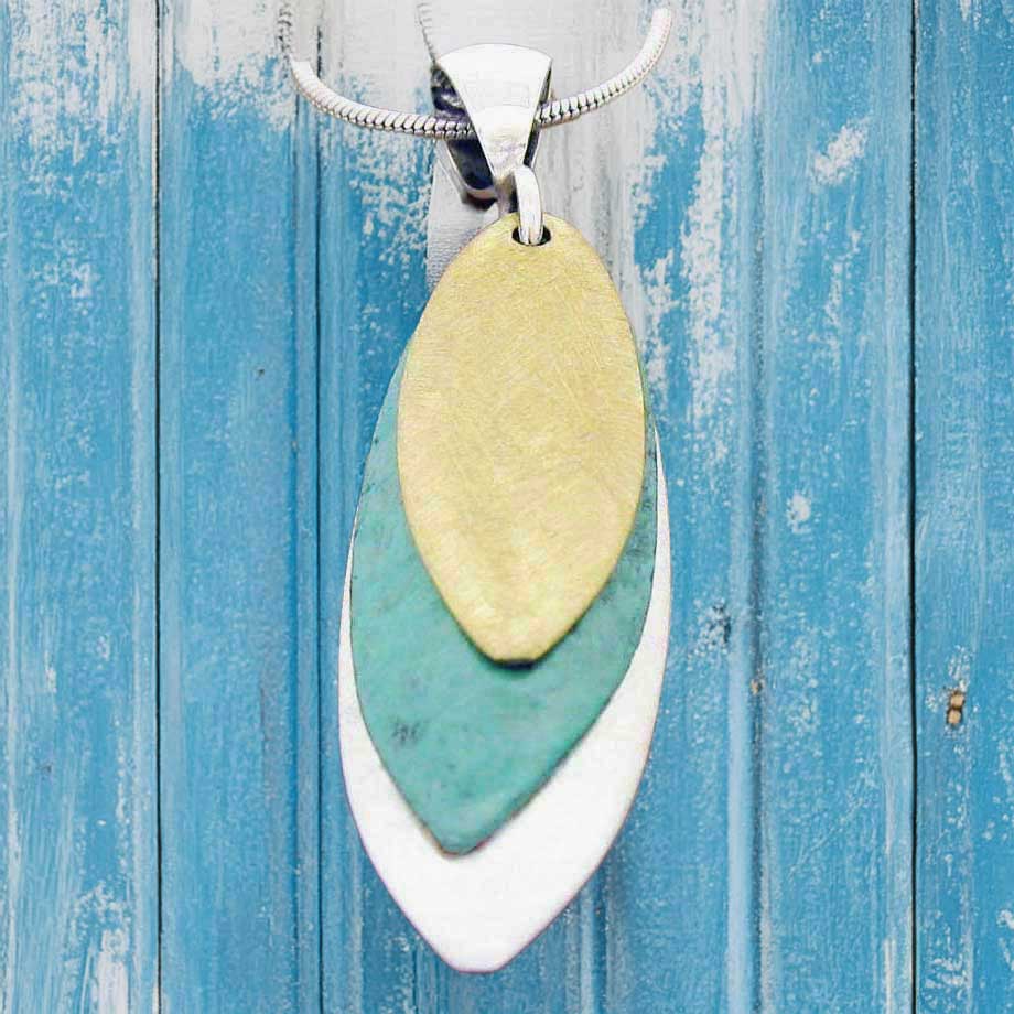 Handmade Mexican silver copper pendant