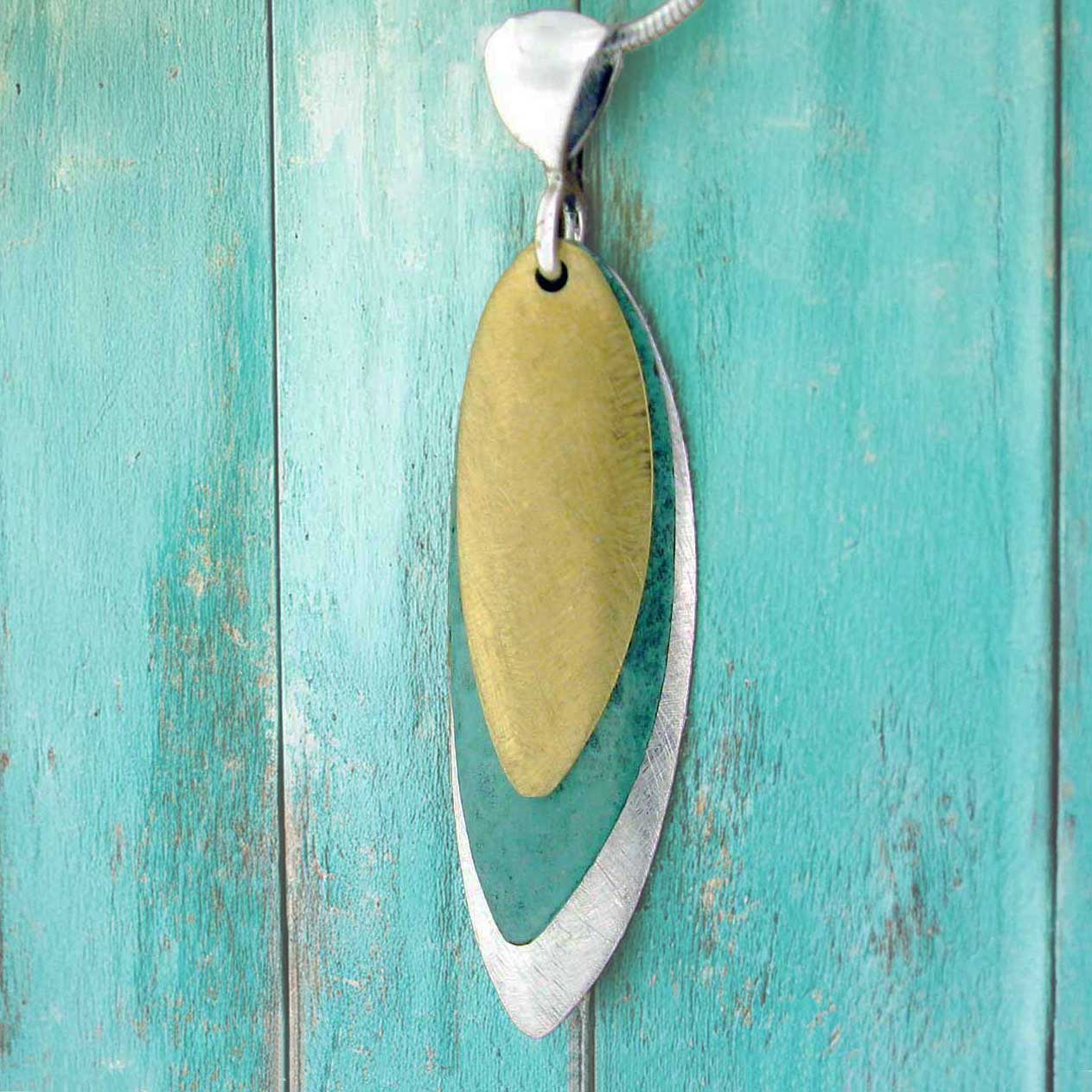 Textured Leaves Silver Pendant (340) Secondary image