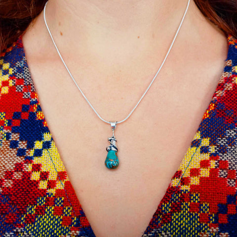 Handmade Turquoise Drop Silver Pendant