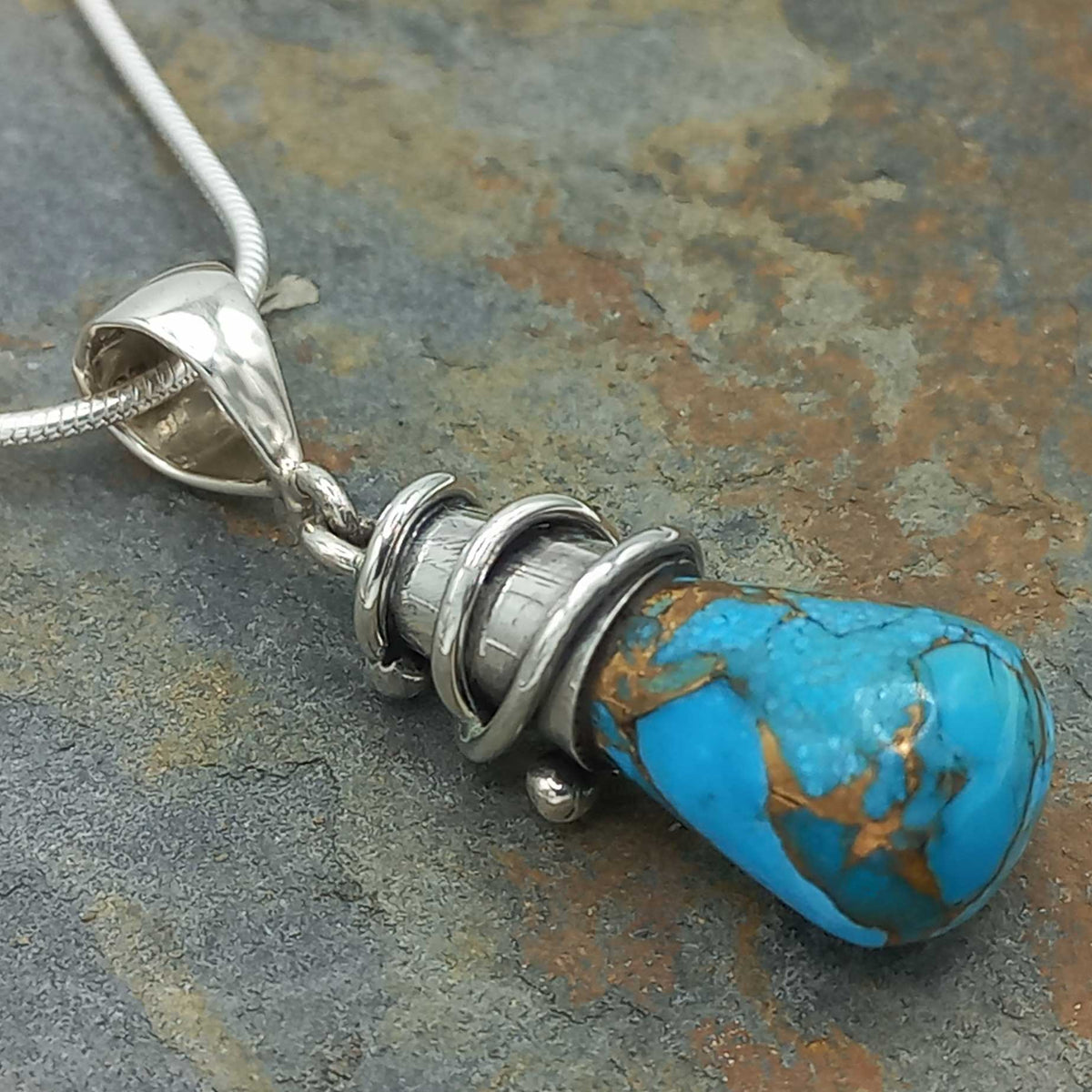 Mexican silver Turquoise drop pendant