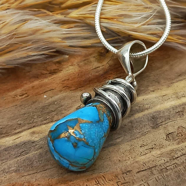 Turquoise Bronze Drop silver necklace