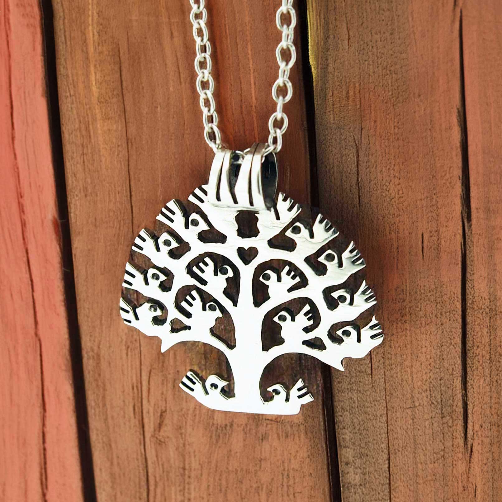 Small tree of life silver necklace